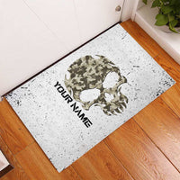Personalized Camouflage Skull and American Flag Darts Rubber Doormat - Wonder Print Shop