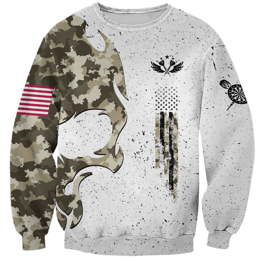 Personalized Camouflage Skull and American Flag Darts Sweatshirt - Wonder Print Shop