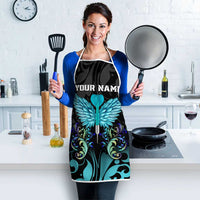 Personalized Elegant Wings and Dartboard Design Apron with Swirling Floral Patterns - Wonder Print Shop