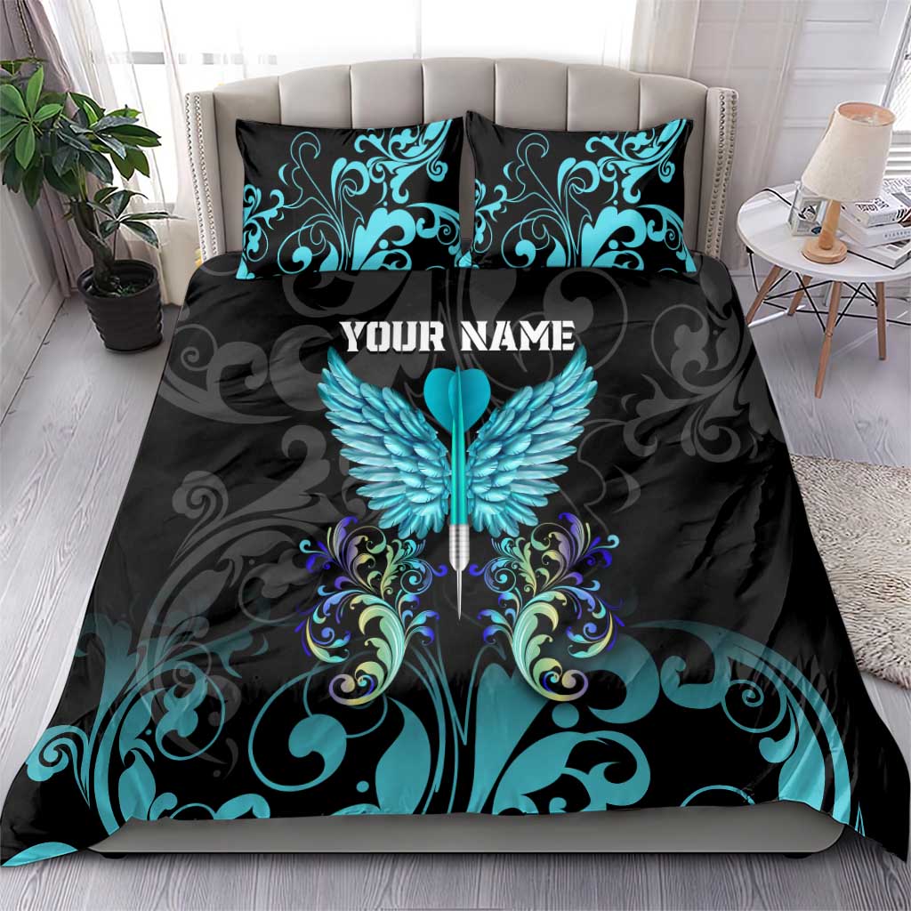 Personalized Elegant Wings and Dartboard Design Bedding Set with Swirling Floral Patterns - Wonder Print Shop