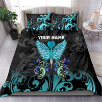 Personalized Elegant Wings and Dartboard Design Bedding Set with Swirling Floral Patterns - Wonder Print Shop