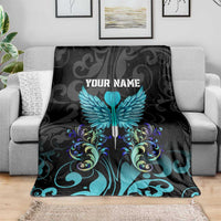 Personalized Elegant Wings and Dartboard Design Blanket with Swirling Floral Patterns - Wonder Print Shop