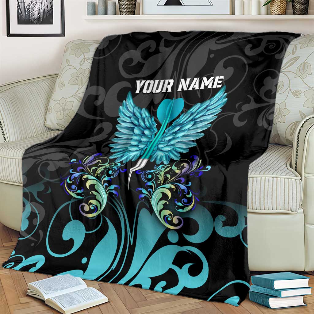 Personalized Elegant Wings and Dartboard Design Blanket with Swirling Floral Patterns - Wonder Print Shop