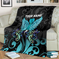 Personalized Elegant Wings and Dartboard Design Blanket with Swirling Floral Patterns - Wonder Print Shop