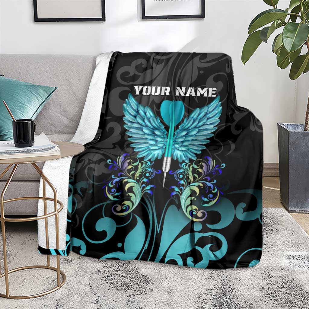 Personalized Elegant Wings and Dartboard Design Blanket with Swirling Floral Patterns - Wonder Print Shop