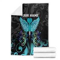 Personalized Elegant Wings and Dartboard Design Blanket with Swirling Floral Patterns - Wonder Print Shop