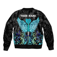 Personalized Elegant Wings and Dartboard Design Bomber Jacket with Swirling Floral Patterns - Wonder Print Shop