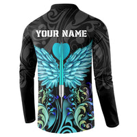 Personalized Elegant Wings and Dartboard Design Button Sweatshirt with Swirling Floral Patterns - Wonder Print Shop