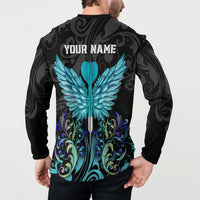 Personalized Elegant Wings and Dartboard Design Button Sweatshirt with Swirling Floral Patterns - Wonder Print Shop