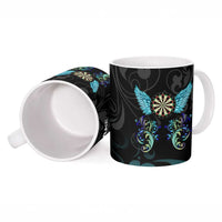 Personalized Elegant Wings and Dartboard Design Ceramic Mug with Swirling Floral Patterns - Wonder Print Shop
