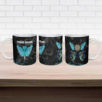 Personalized Elegant Wings and Dartboard Design Ceramic Mug with Swirling Floral Patterns - Wonder Print Shop