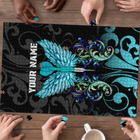 Personalized Elegant Wings and Dartboard Design Puzzle with Swirling Floral Patterns - Wonder Print Shop