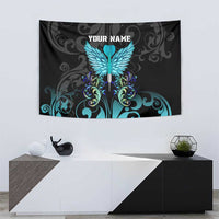 Personalized Elegant Wings and Dartboard Design Tapestry with Swirling Floral Patterns - Wonder Print Shop