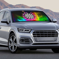 Personalized Colorful Neon Darts Auto Sun Shade with Bold Abstract Background - Wonder Print Shop