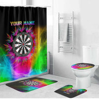 Personalized Colorful Neon Darts Bathroom Set with Bold Abstract Background - Wonder Print Shop