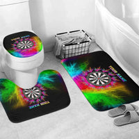 Personalized Colorful Neon Darts Bathroom Set with Bold Abstract Background - Wonder Print Shop