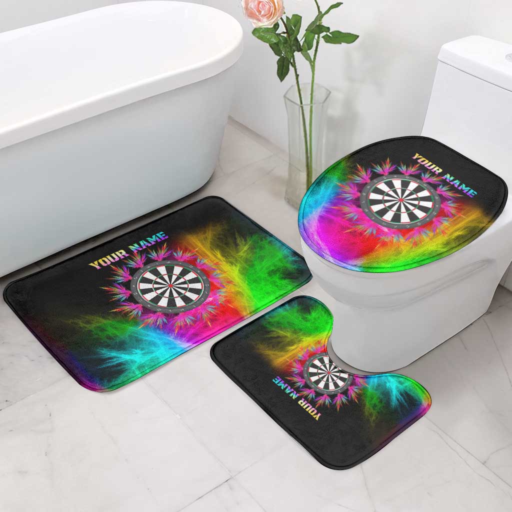 Personalized Colorful Neon Darts Bathroom Set with Bold Abstract Background - Wonder Print Shop