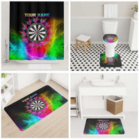 Personalized Colorful Neon Darts Bathroom Set with Bold Abstract Background - Wonder Print Shop