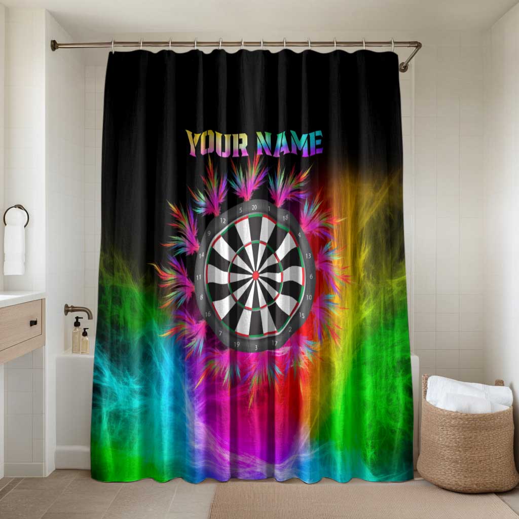 Personalized Colorful Neon Darts Bathroom Set with Bold Abstract Background - Wonder Print Shop