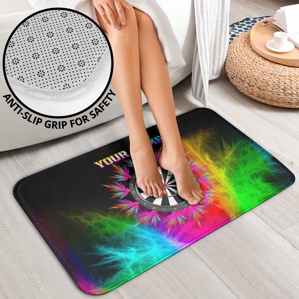 Personalized Colorful Neon Darts Bathroom Set with Bold Abstract Background - Wonder Print Shop