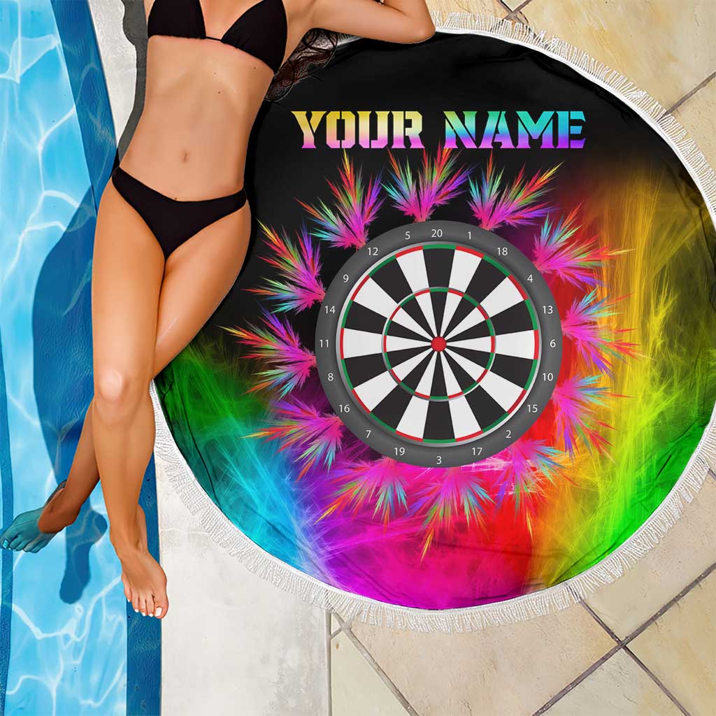 Personalized Colorful Neon Darts Beach Blanket with Bold Abstract Background - Wonder Print Shop