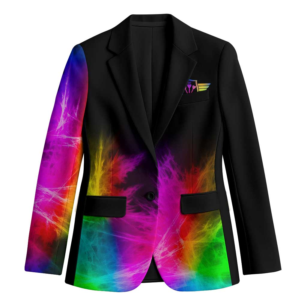 Personalized Colorful Neon Darts Blazer with Bold Abstract Background - Wonder Print Shop