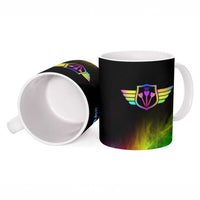 Personalized Colorful Neon Darts Ceramic Mug with Bold Abstract Background - Wonder Print Shop