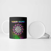 Personalized Colorful Neon Darts Ceramic Mug with Bold Abstract Background - Wonder Print Shop