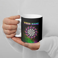 Personalized Colorful Neon Darts Ceramic Mug with Bold Abstract Background - Wonder Print Shop