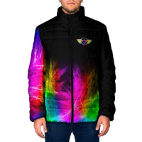 Personalized Colorful Neon Darts Padded Jacket with Bold Abstract Background - Wonder Print Shop