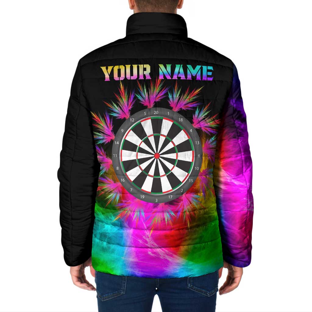 Personalized Colorful Neon Darts Padded Jacket with Bold Abstract Background - Wonder Print Shop