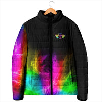 Personalized Colorful Neon Darts Padded Jacket with Bold Abstract Background - Wonder Print Shop