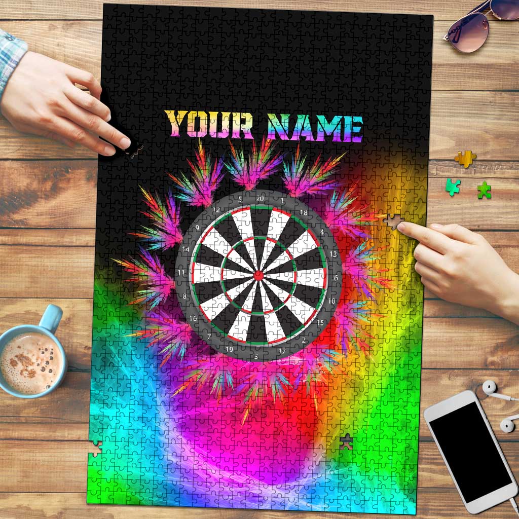 Personalized Colorful Neon Darts Puzzle with Bold Abstract Background - Wonder Print Shop