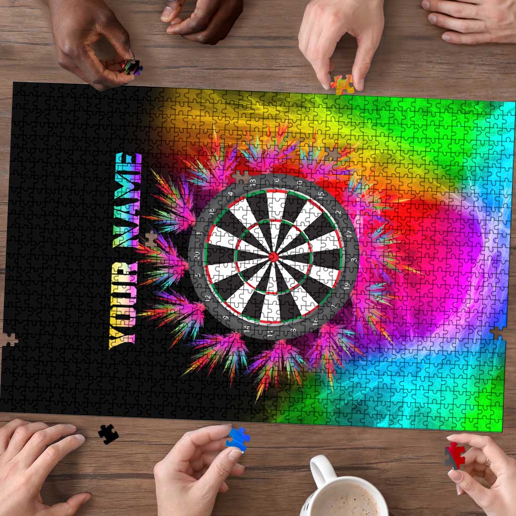 Personalized Colorful Neon Darts Puzzle with Bold Abstract Background - Wonder Print Shop