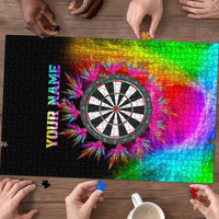 Personalized Colorful Neon Darts Puzzle with Bold Abstract Background - Wonder Print Shop