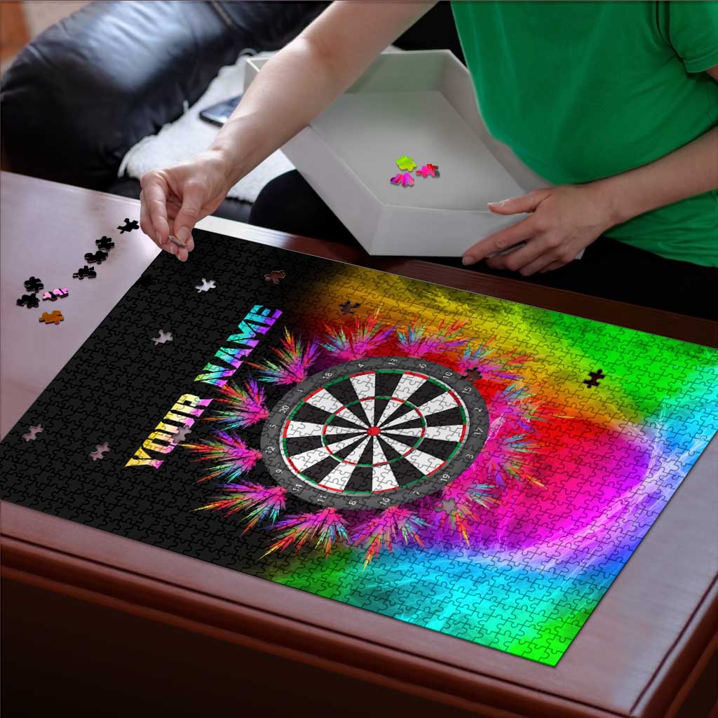 Personalized Colorful Neon Darts Puzzle with Bold Abstract Background - Wonder Print Shop