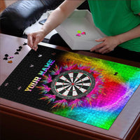 Personalized Colorful Neon Darts Puzzle with Bold Abstract Background - Wonder Print Shop
