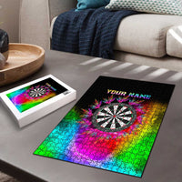 Personalized Colorful Neon Darts Puzzle with Bold Abstract Background - Wonder Print Shop