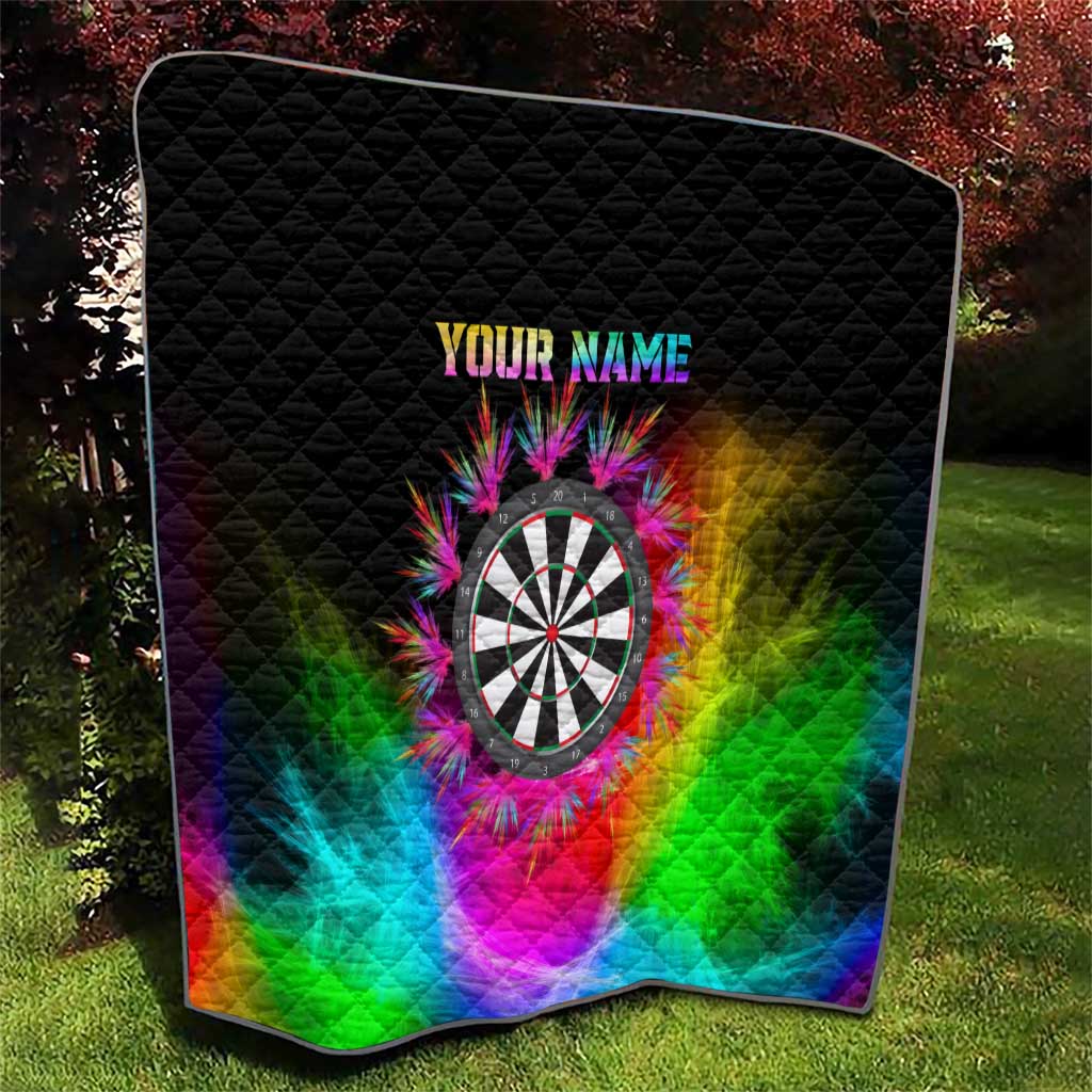 Personalized Colorful Neon Darts Quilt with Bold Abstract Background - Wonder Print Shop