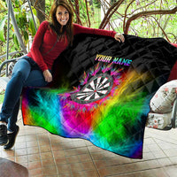 Personalized Colorful Neon Darts Quilt with Bold Abstract Background - Wonder Print Shop