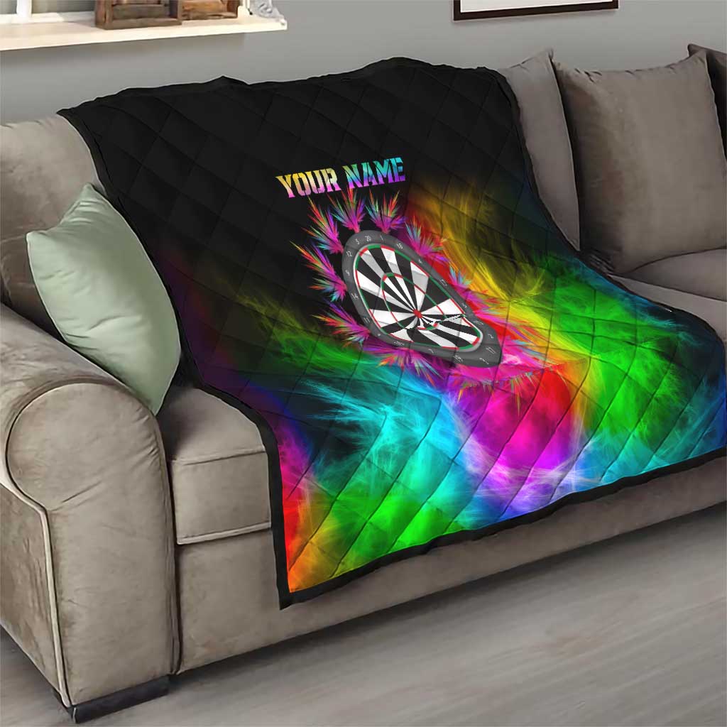 Personalized Colorful Neon Darts Quilt with Bold Abstract Background - Wonder Print Shop