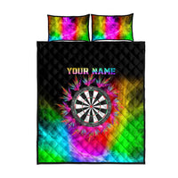 Personalized Colorful Neon Darts Quilt Bed Set with Bold Abstract Background - Wonder Print Shop