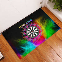 Personalized Colorful Neon Darts Rubber Doormat with Bold Abstract Background - Wonder Print Shop