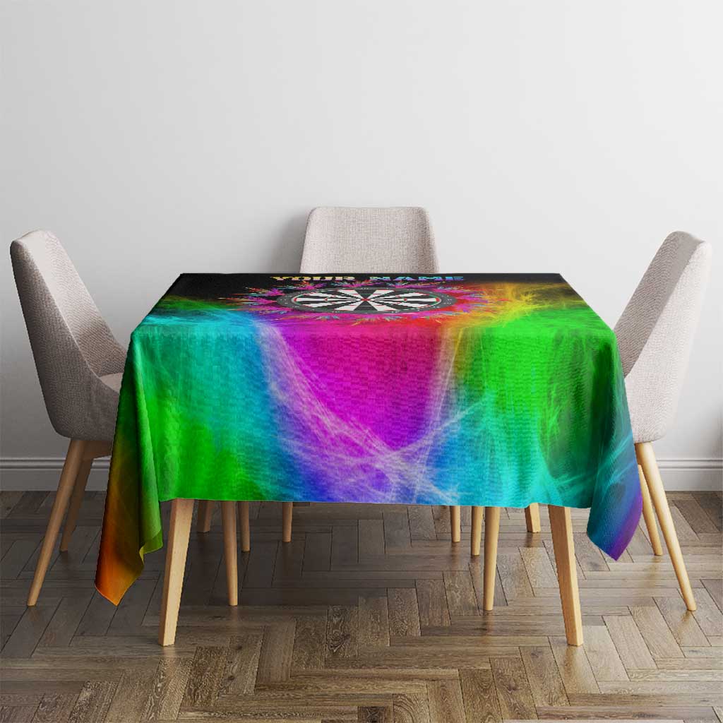 Personalized Colorful Neon Darts Tablecloth with Bold Abstract Background - Wonder Print Shop