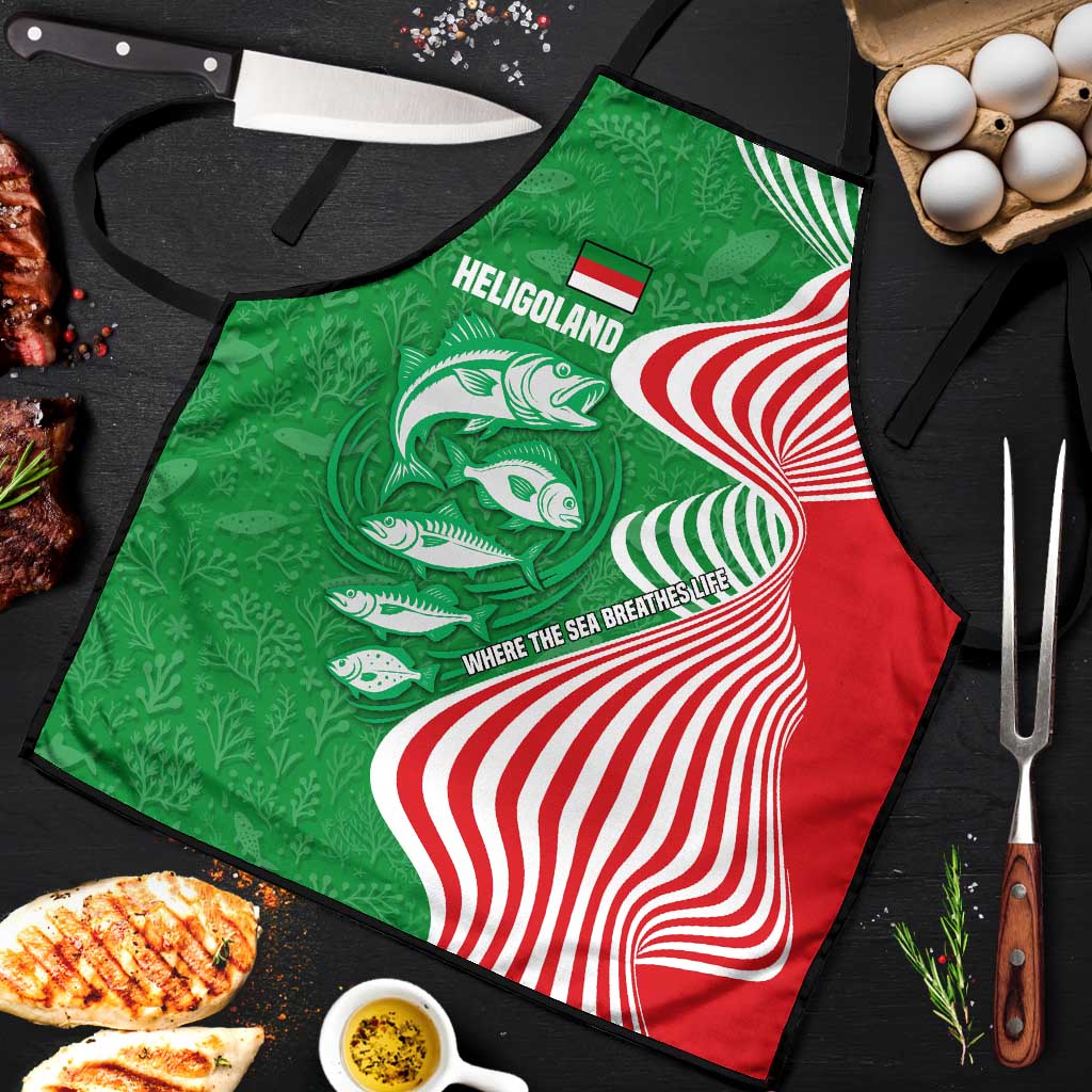 Germany Heligoland Apron with Fish Illustration and Red Green Wave - Wonder Print Shop