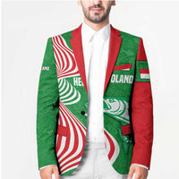 Germany Heligoland Blazer with Fish Illustration and Red Green Wave - Wonder Print Shop