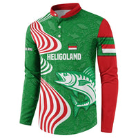 Germany Heligoland Button Sweatshirt with Fish Illustration and Red Green Wave - Wonder Print Shop