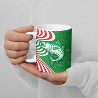 Germany Heligoland Ceramic Mug with Fish Illustration and Red Green Wave - Wonder Print Shop