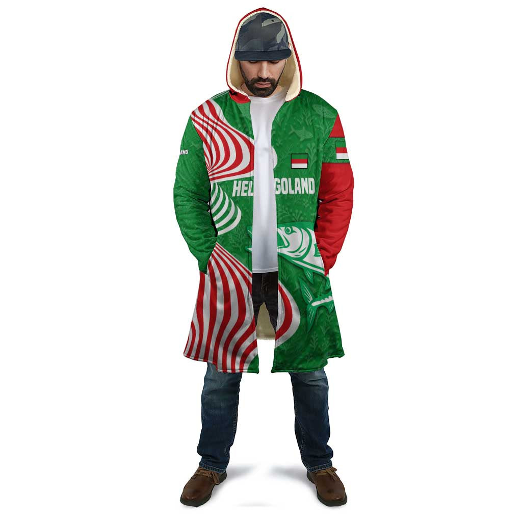Germany Heligoland Cloak with Fish Illustration and Red Green Wave - Wonder Print Shop