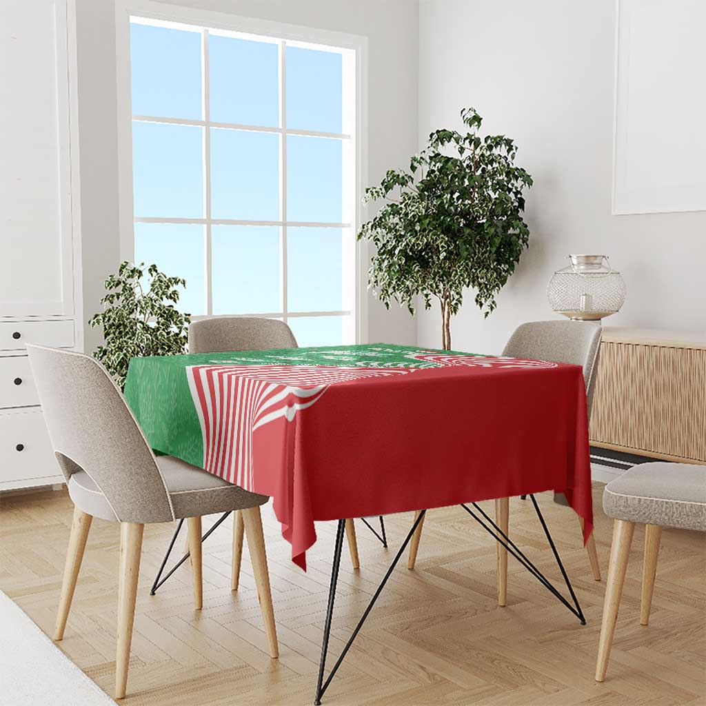 Germany Heligoland Tablecloth with Fish Illustration and Red Green Wave - Wonder Print Shop